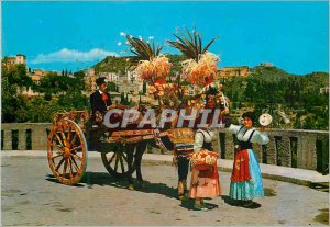 Postcard Modern Sicilian Cart