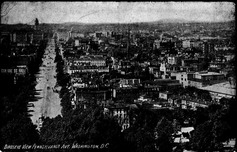 Birdseye View Washington DC Pennsylvania Ave Post card Postcard Vintage 1909 