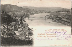 Hungary Budapest A Duna Buda es Pest Kozott Vintage Postcard C100