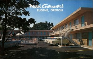 Eugene Oregon OR Motel Continental Cars c1950s-60s Postcard