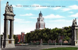 Sullivan Gateway City Park East High Denver Colorado CO Linen Postcard VTG UNP 