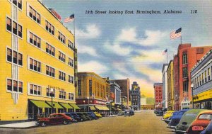 19th Street East Birmingham Alabama linen postcard