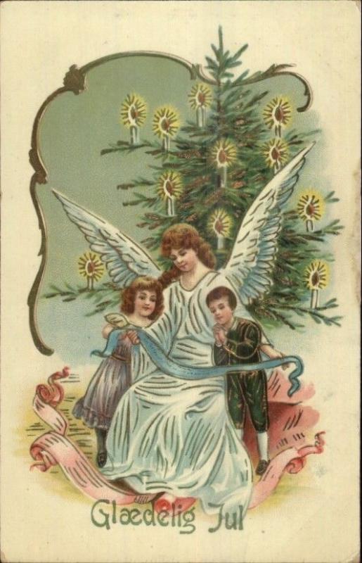 Foreign Christmas - Angel Children & Tree GGK #105 c1910 Postcard