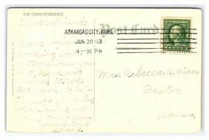 First M. E. Church Arkansas City Kans. Kansas c1913 Postcard