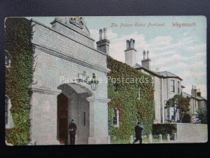 Dorset WEYMOUTH Portland PRISON GATES - Old Postcard by E.S. London