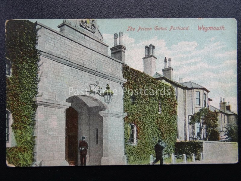 Dorset WEYMOUTH Portland PRISON GATES - Old Postcard by E.S. London