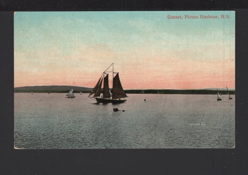 Canada Nova Scotia PICTOU HARBOUR with Sail Boat by Valentine & Sons ~ Und/B