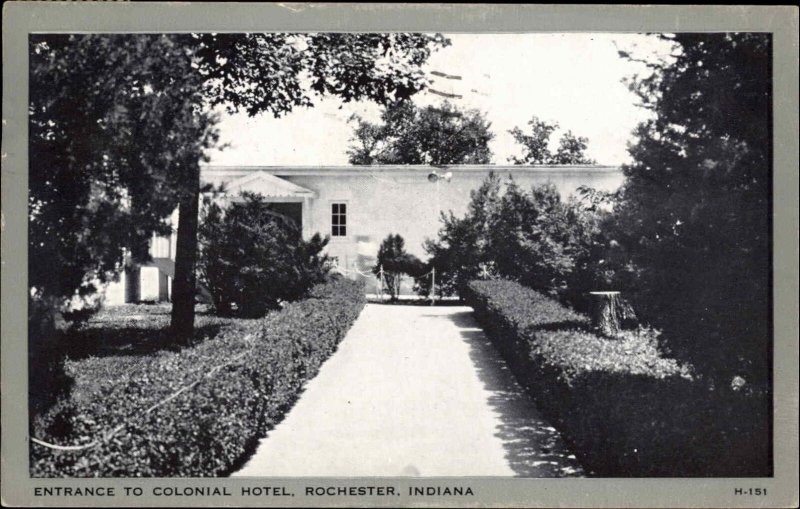 Rochester Indiana IN Colonial Hotel Entrance Vintage Postcard