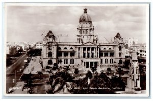 c1940's City Hall And own Gardens View Durban South Africa RPPC Photo Postcard