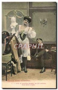 Fancy Old Postcard LChez the great couturier With such forms a nice suit you ...