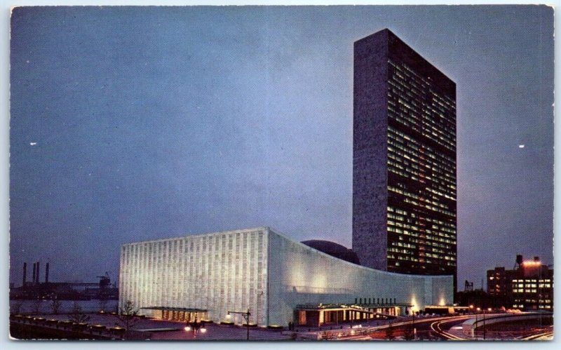 Evening view of the United Nations Headquarters - New York City, New York