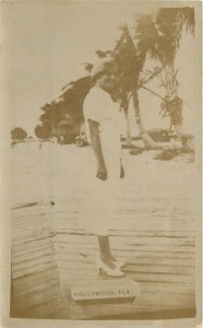 Florida Hollywood Boardwalk Woman 1920s RPPC Photo Postcard 22-10945