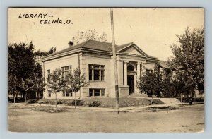 Celina OH, 1907 Carnegie Public Library Building, Vintage Ohio c1910 Postcard