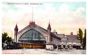 Postcard TRAIN STATION SCENE Sacramento California CA AP7243