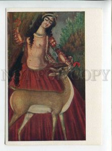 3165106 Persian miniature SEMI-NUDE DANCER & Fallow Deer IRAN