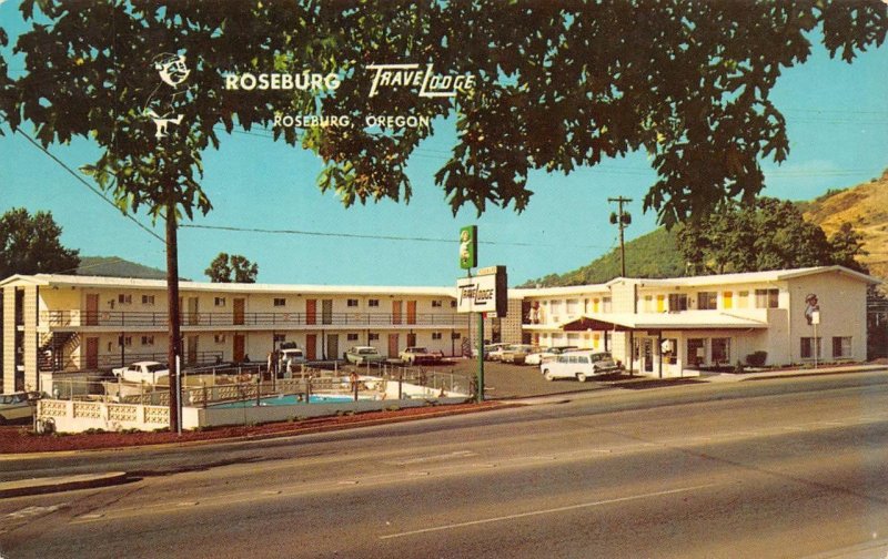 Roseburg, OR Oregon  TRAVELODGE MOTEL~Sleepy Bear ROADSIDE Douglas Co Postcard