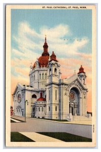 St Paul Cathedral St Paul Minnesota MN  Linen Postcard W1