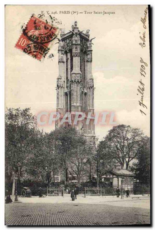 Postcard Old Paris St Jacques Tower I.