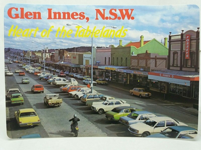 Glen Innes NewSouthWales Australia Vintage Postcard Grey Street Shopping Centre