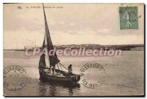 Old Postcard Calais Boat fishing