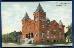 Pine Bluff Arkansas Lakeside Methodist Church old postcard