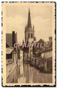 Leuven Old Postcard View On the Dyle and tower of St. Gertrude & # 39Eglise