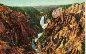 Aerial View Postcard Grand Canon of the Yellowstone Great Falls Montana