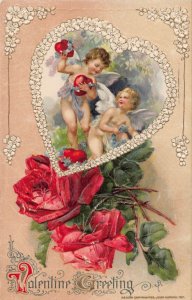 J82/ Valentine's Day Love c1910 Postcard John Winsch Cupid 222