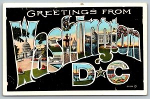 Large Letter Greetings From Washington DC   Postcard