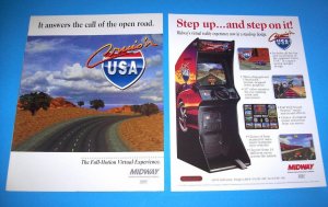 Cruis'n USA Arcade Art Print FLYERS 1994 Original Set 2 Cruising Auto Race Retro