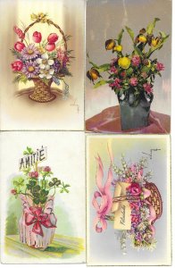Beautiful flowers Lor of nineteen (29) old vintage PC. Early 20th century