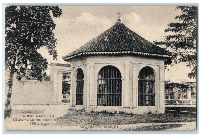 c1910 Where Magellan Celebrated First Mass in Cebu Philippines Island Postcard