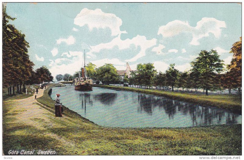 Ship, Gota Canal, Sweden, 1900-1910s