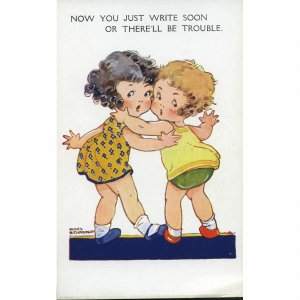 M. and L. National Series Agnes Richardson Postcard 'Now you just write soon'