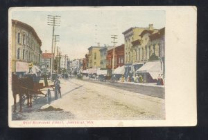 JANESVILLE WISCONSIN DOWNTOWN MILWAUKEE STREET SCENE VINTAGE POSTCARD