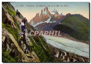 Old Postcard Chamonix The Bad and No Ice Climbing Sea