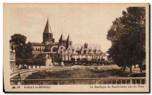 Old Postcard Paray Le Monial The Basilica Du Sacre Coeur View From Bridge