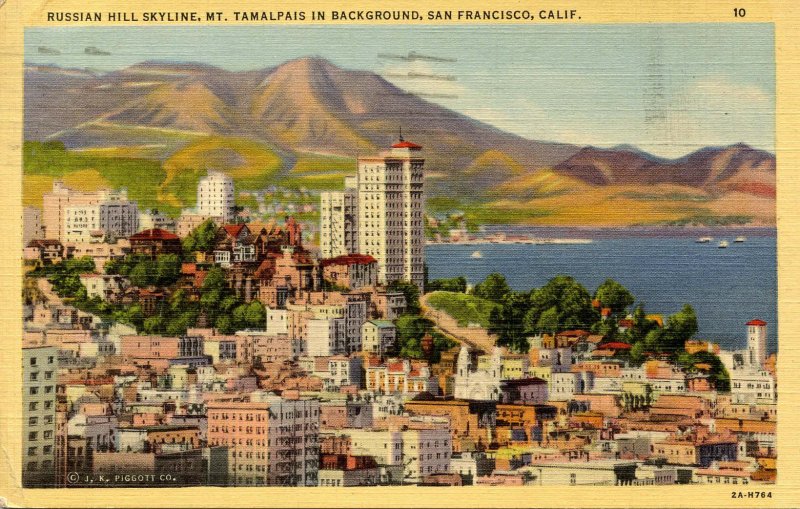 CA - San Francisco. Russian Hill Skyline, Mt Tamalpais