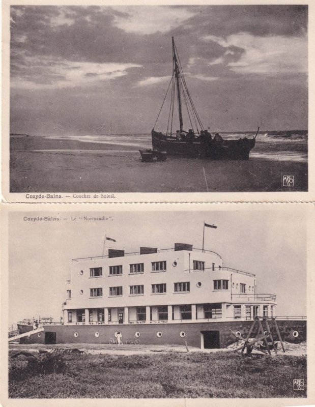 Coxyde Bains Fishing Boat Normandie Ship Bateau 2x Belgium Postcard s