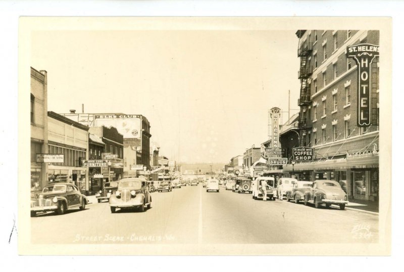 WA - Chehalis. North Market Boulevard Street Scene ca 1940's  RPPC