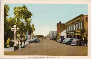 Estevan Saskatchewan 12th Avenue SK Cafe Restaurant Vintage PECO Postcard H49