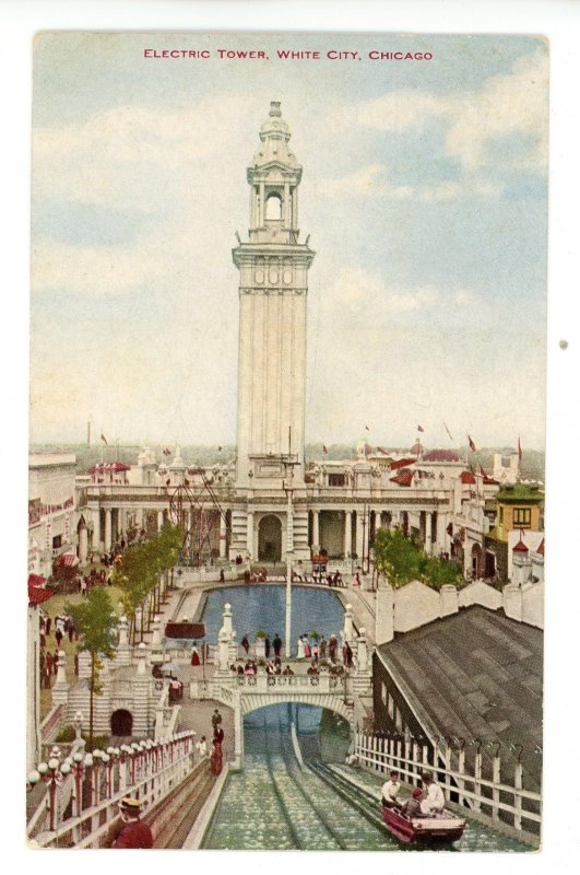 IL - Chicago. White City Amusement Park, Electric Tower, Chute ca 1910