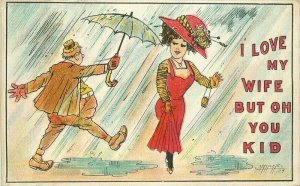 Carmichael Oh You Kid Umbrella Fashion Woman  Comic Humor 1908 Postcard 8207