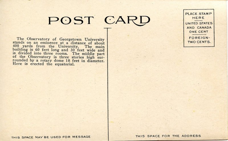 DC - Washington. Georgetown University Observatory