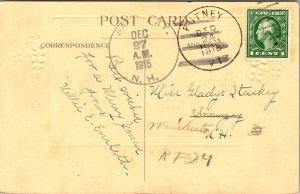 VINTAGE POSTCARD HAPPY NEW YEAR GREETINGS MAILED PUTNEY VERMONT DEC 24 1915