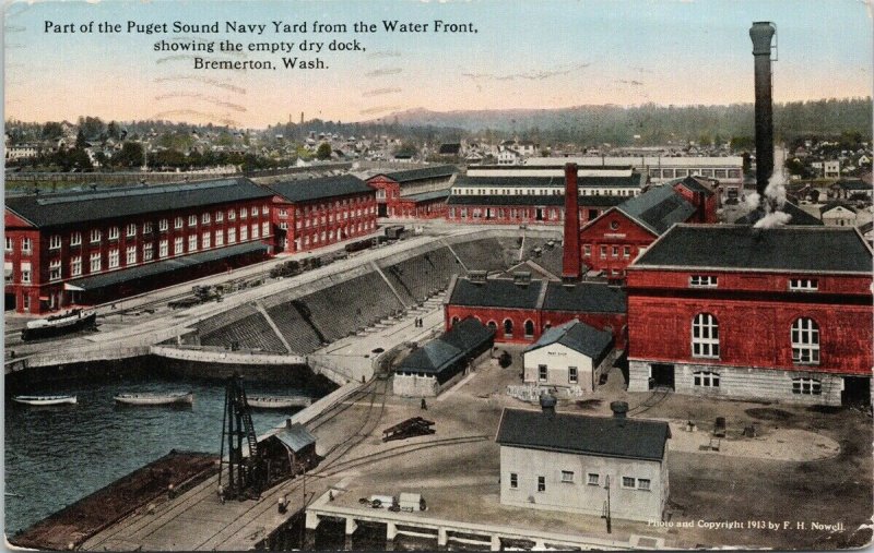 Bremerton WA Puget Sound Navy Yard Dry Dock c1915 L&H Postcard F73