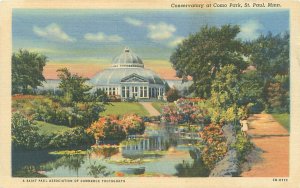 St Paul MN Como Park Conservatory Linen Postcard Unused