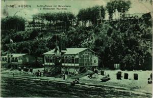 CPA Insel RÜGEN SELLIN Strand mit Strandhalle u. Restaurant GERMANY (670148)