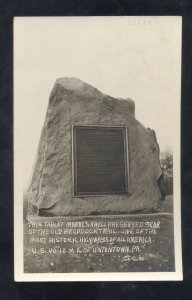 RPPC UNIONTOWN PENNSYLVANIA BRADDOCK TRAIL MARKER VINTAGE REAL PHOTO POSTCARD