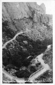 Apache Trail Fish Creek Canyon Arizona 1949 RPPC Photo Postcard Cline 5431